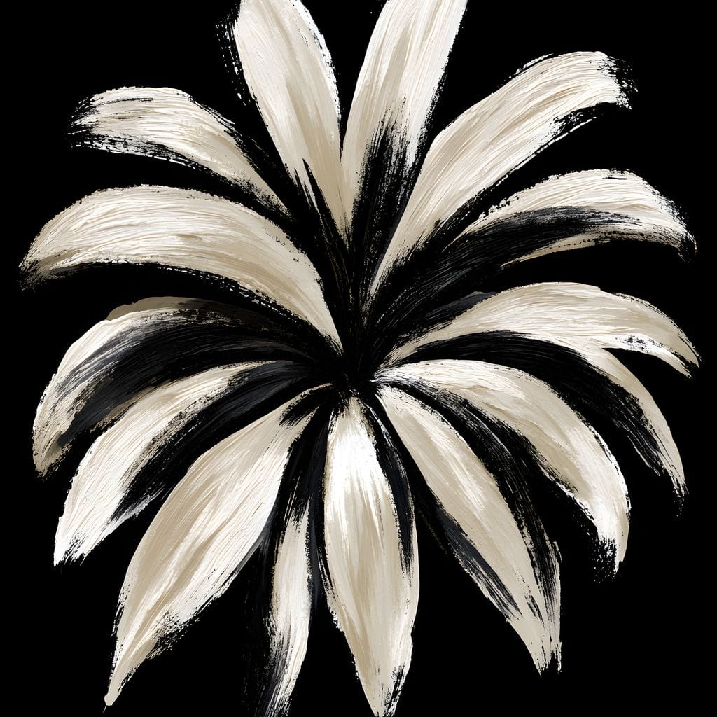 Monochrome Petals Reaching For Night Canvas Wall Art