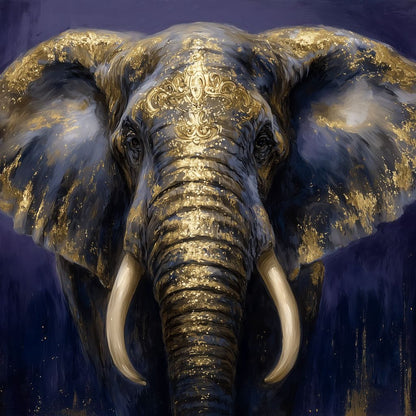 Regal Gold Elephant Majesty Canvas Wall Art