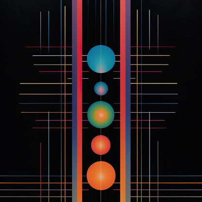 Futuristic Striped Colors Canvas Wall Art