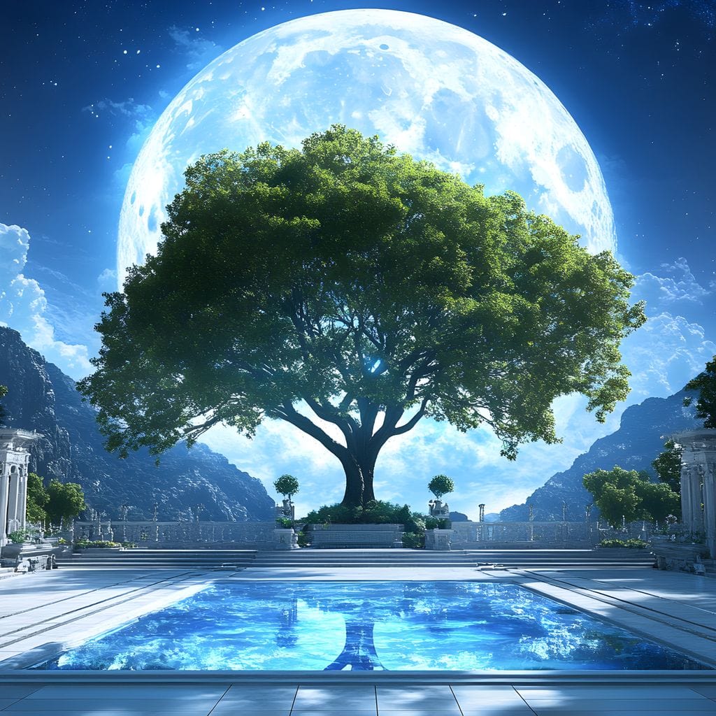 Lunar Reflection Sanctuary Canvas Wall Art