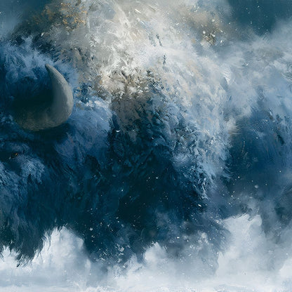 Roaming Buffalo In Cold Winter Plains Canvas Wall Art