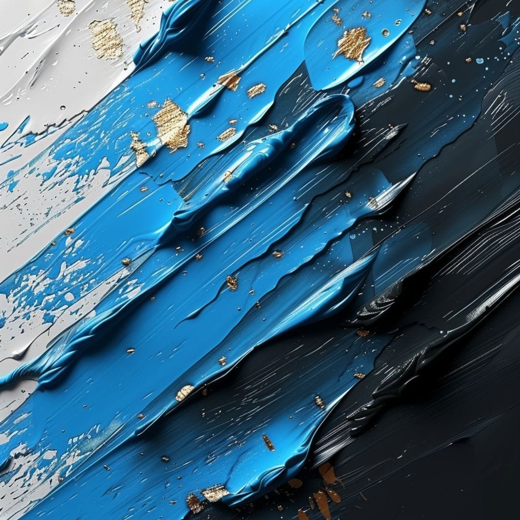 Sapphire Currents Goldleaf Flow Canvas Wall Art