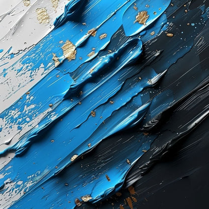 Sapphire Currents Goldleaf Flow Canvas Wall Art