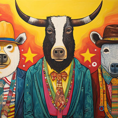 Dapper Wild Trio of Animals Canvas Wall Art