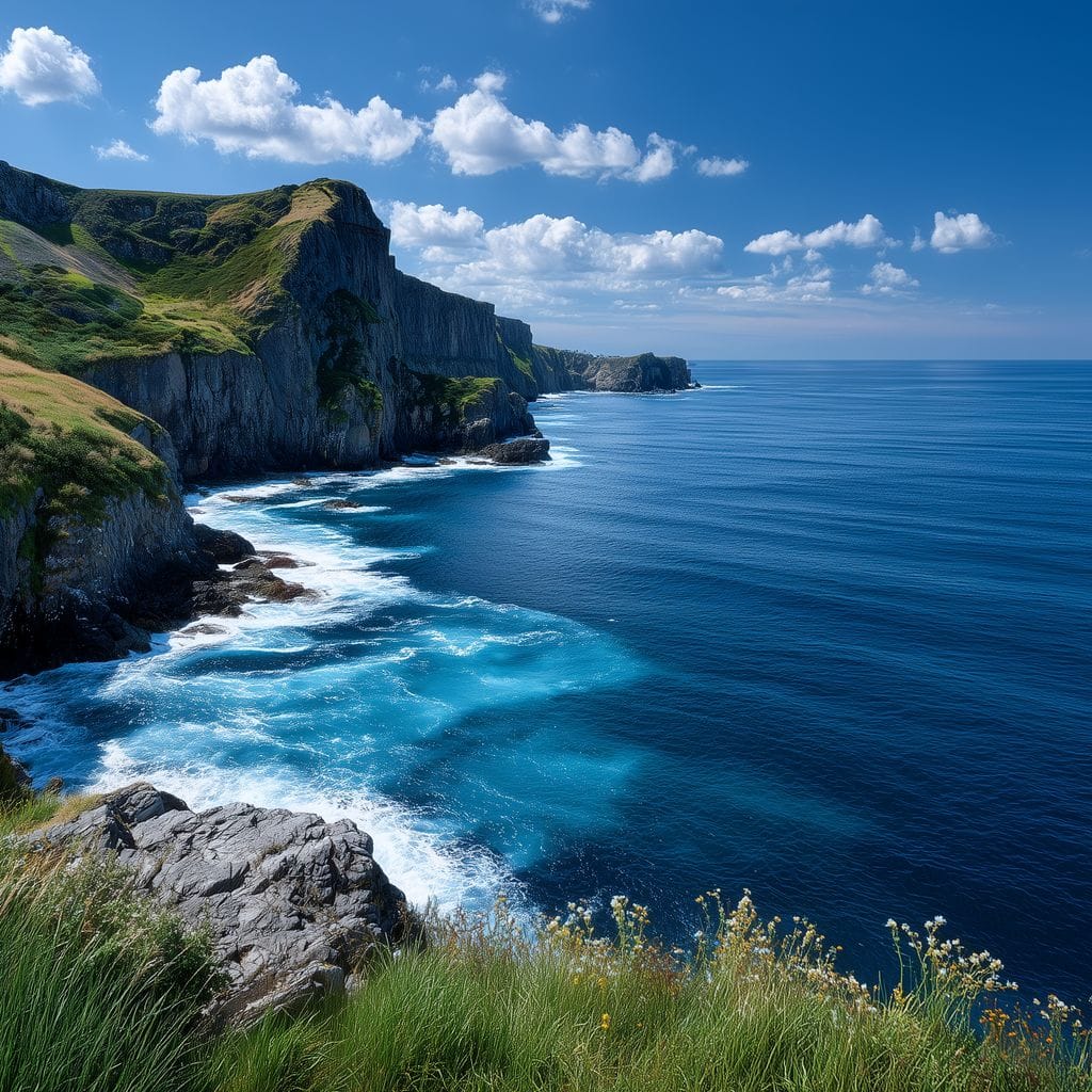 Wild Cliffs Over Blue Sea Canvas Wall Art