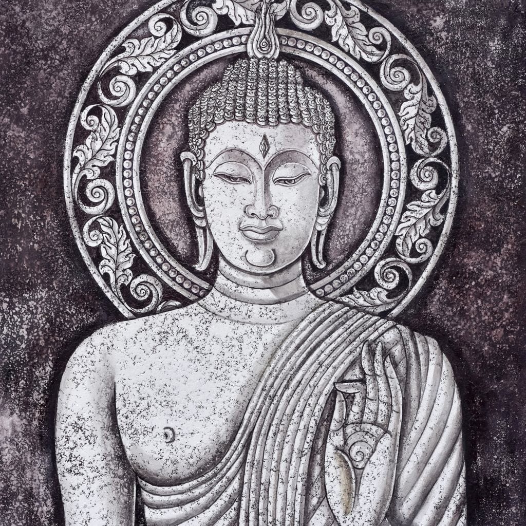 Grey Stone Buddha Canvas Wall Art