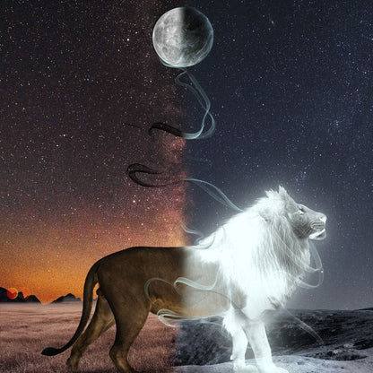 Lion Lune Canvas Wall Art