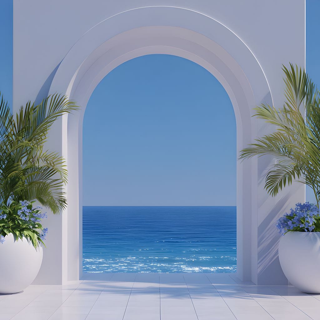 Sunlit Coastal Archway Escape Canvas Wall Art