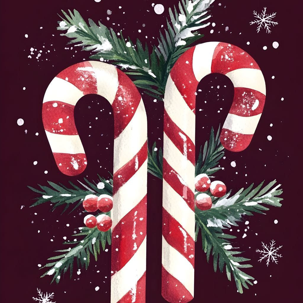 Candy Cane Christmas Treat Canvas Wall Art