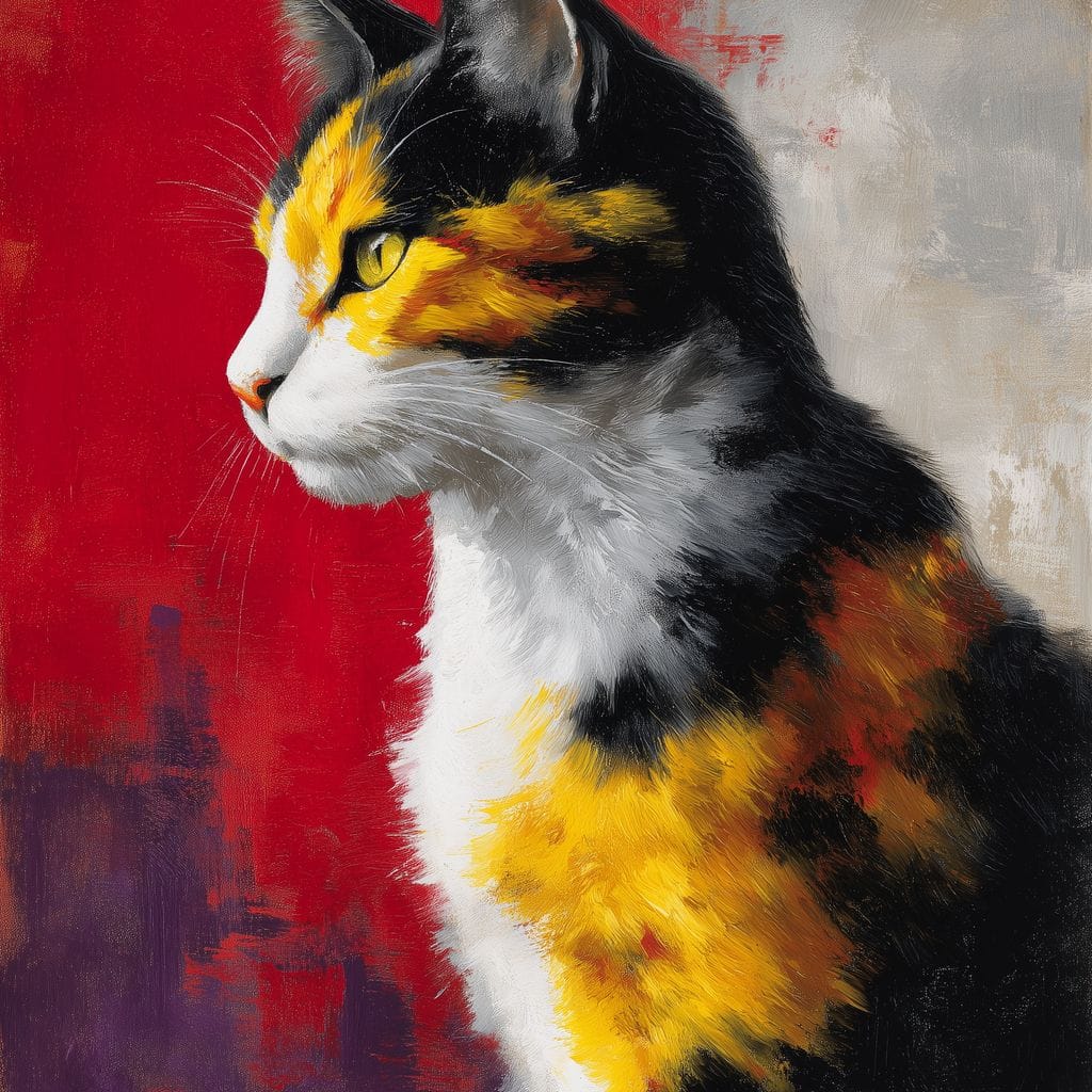 Golden Calico Cat Profile Canvas Wall Art