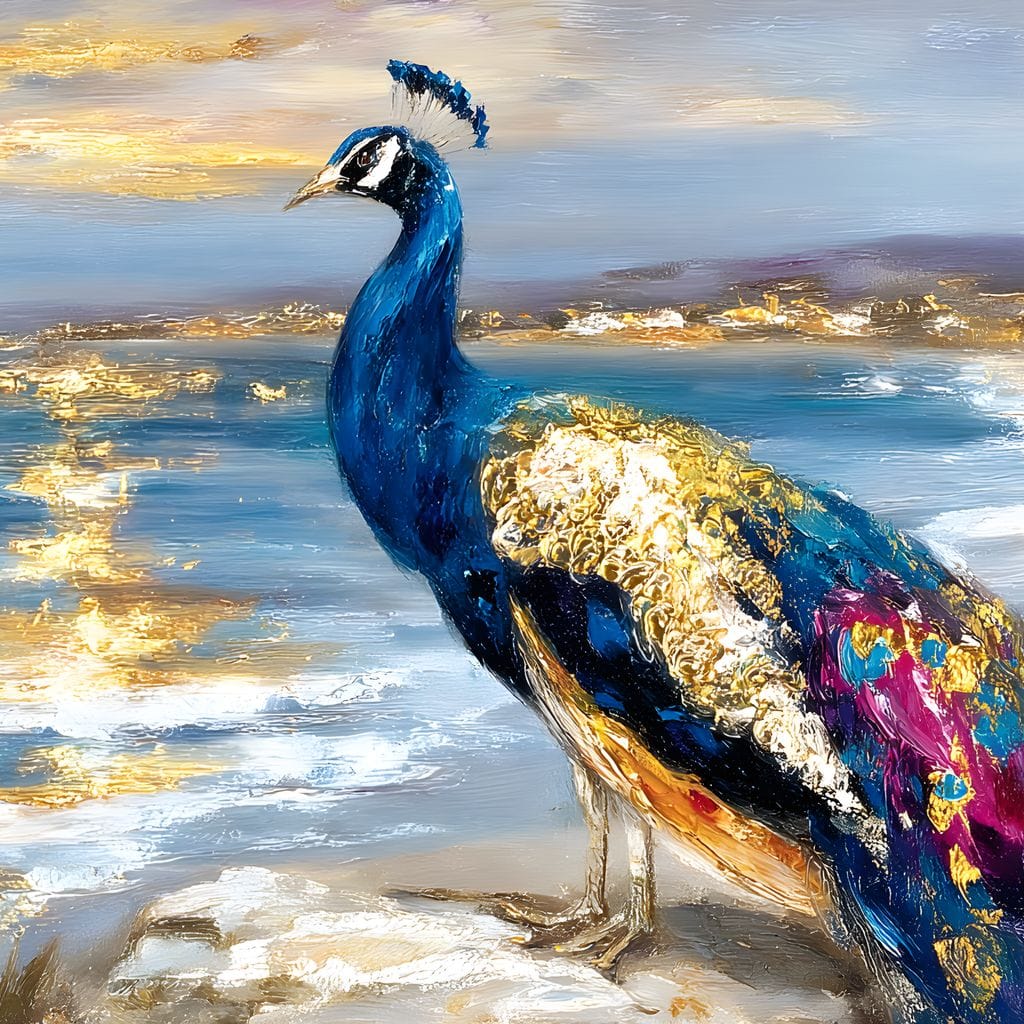 Gilded Peacock Shorelight Canvas Wall Art