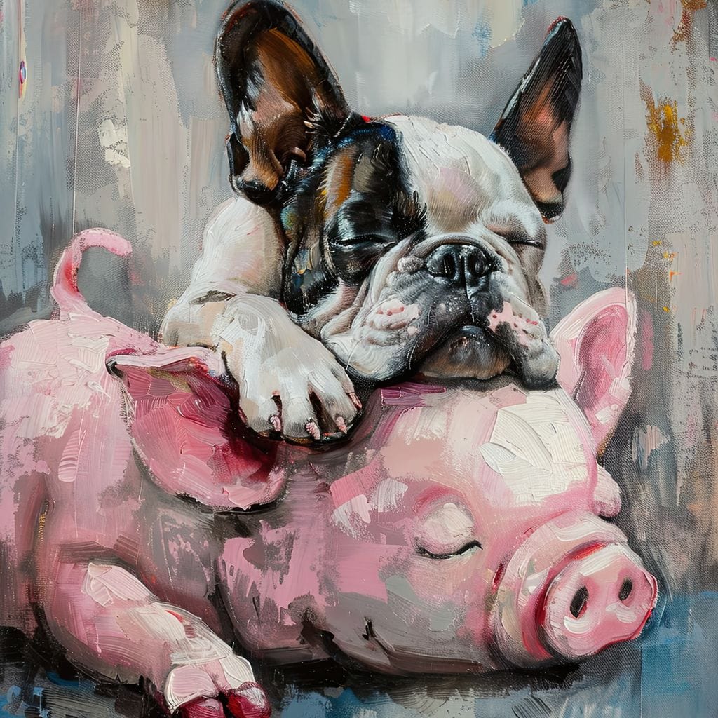 Frenchie Piglet Dreamy Den Canvas Wall Art