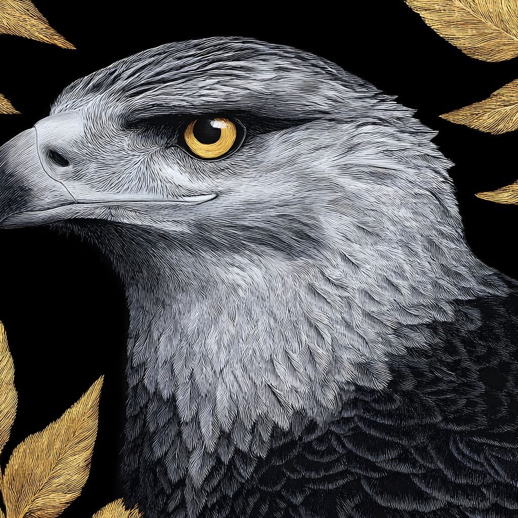 Majestic Sentinel Golden Leaves Canvas Wall Art