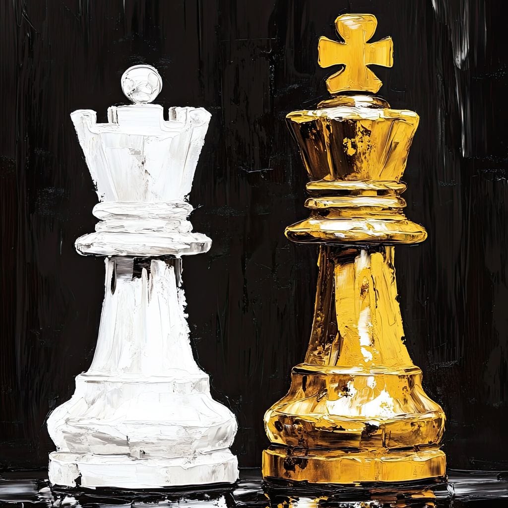Regal Duel Monochrome Majesty Canvas Wall Art