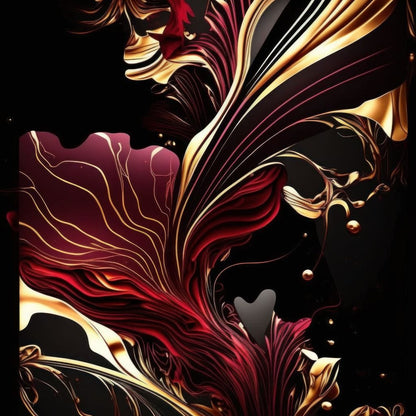 The Marble-Lux Collection: Dark Red & Vibrant Gold 02 Canvas Wall Art