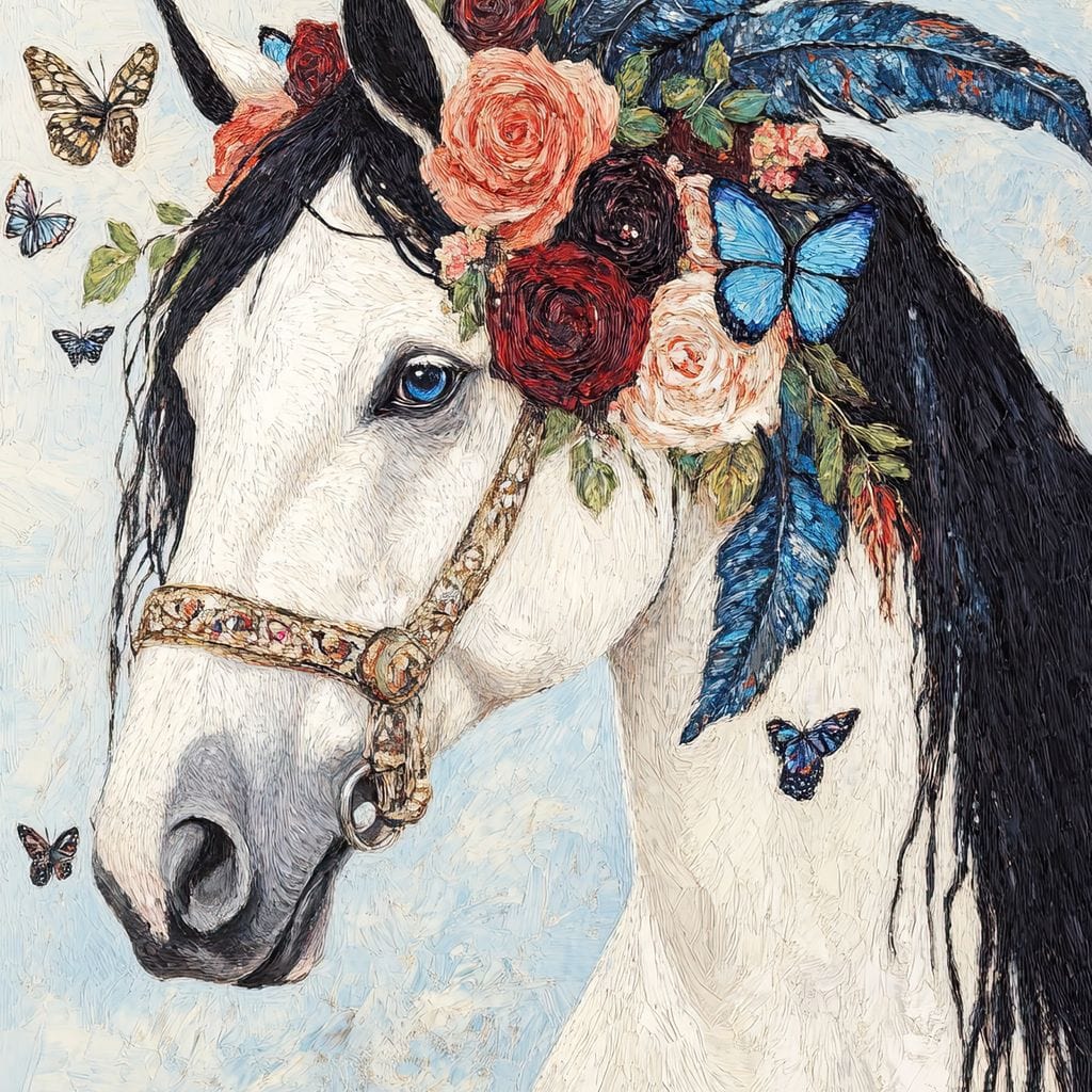 Majestic White Horse Harmony Canvas Wall Art