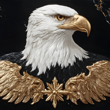 Golden Eagle Majesty Marble Canvas Wall Art