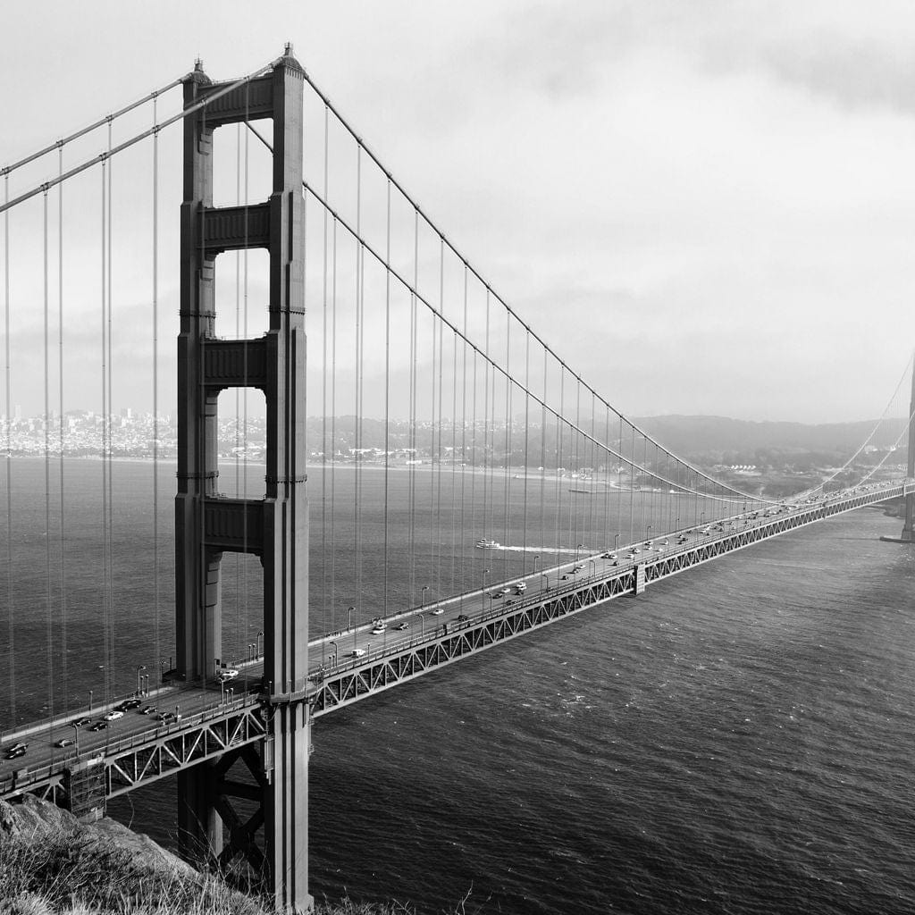 Golden Gate Bridge in Black & White Canvas Wall Art