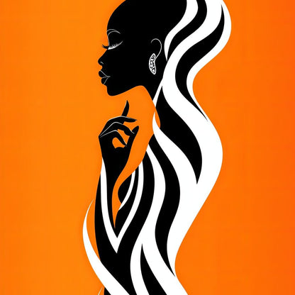 Ebony Flow on Tangerine Dreams Canvas Wall Art