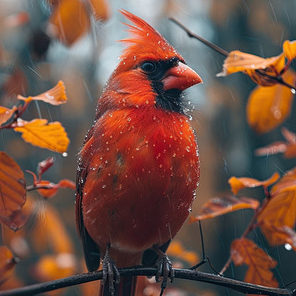 Autumn Cardinal's Perch Canvas Wall Art
