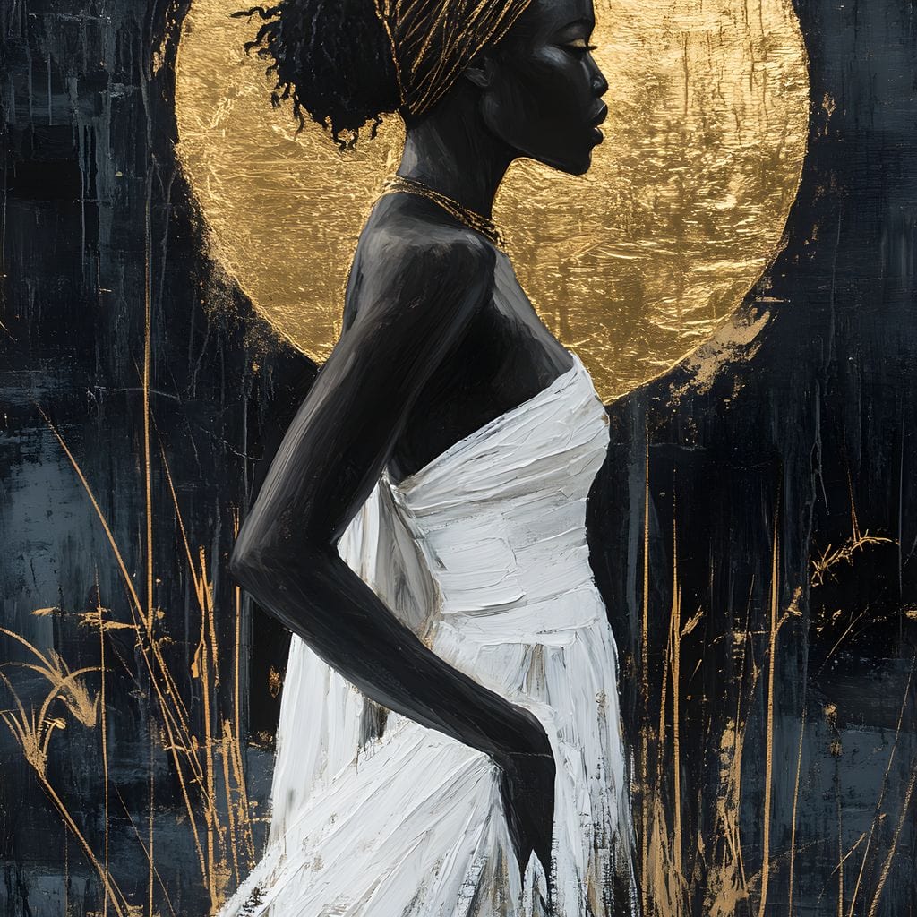 Golden Halo Grace Silhouette Canvas Wall Art