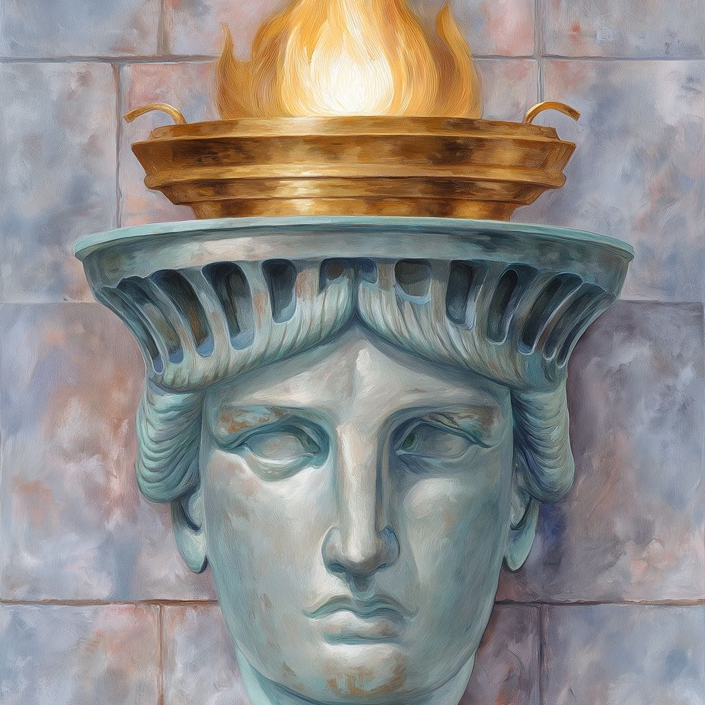 Liberty Torch Flame Portrait Canvas Wall Art