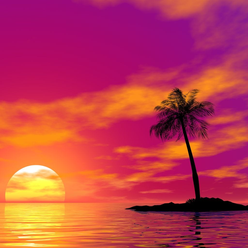 Sunset Island Canvas Wall Art