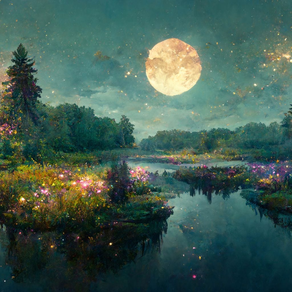 Glittering Lake Canvas Wall Art