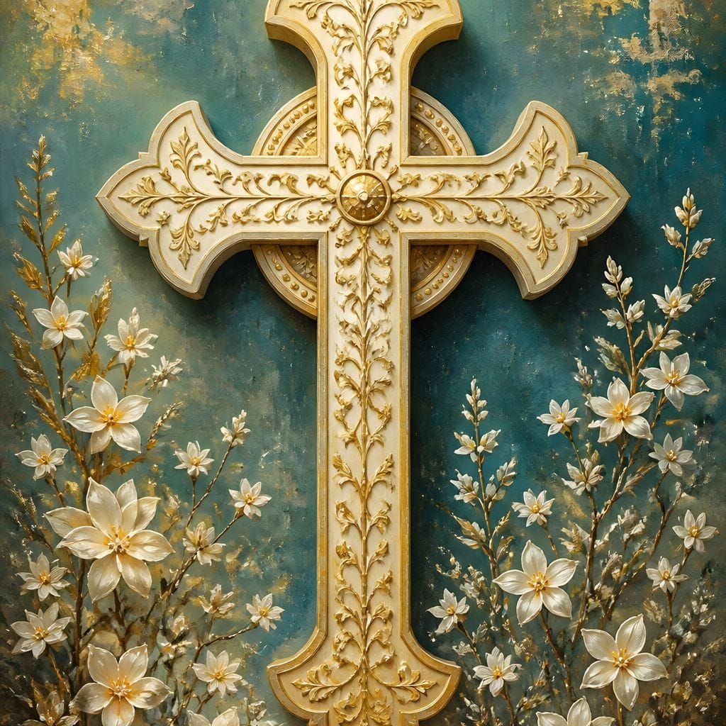Gilded Petals Near The Relic Canvas Wall Art