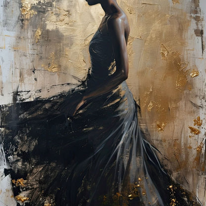 Golden Noir Elegance Canvas Wall Art