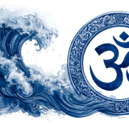 Indigo Om Mandala Meditation Canvas Wall Art