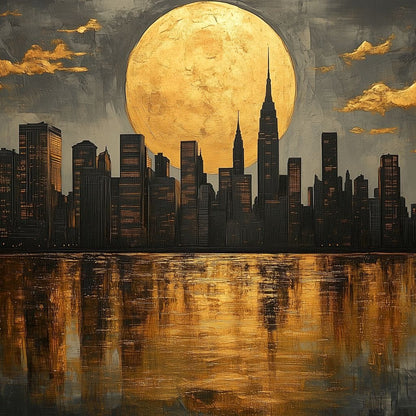 Golden Reflections Skyline Canvas Wall Art