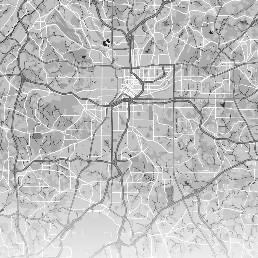 Map of Atlanta, USA Canvas Wall Art