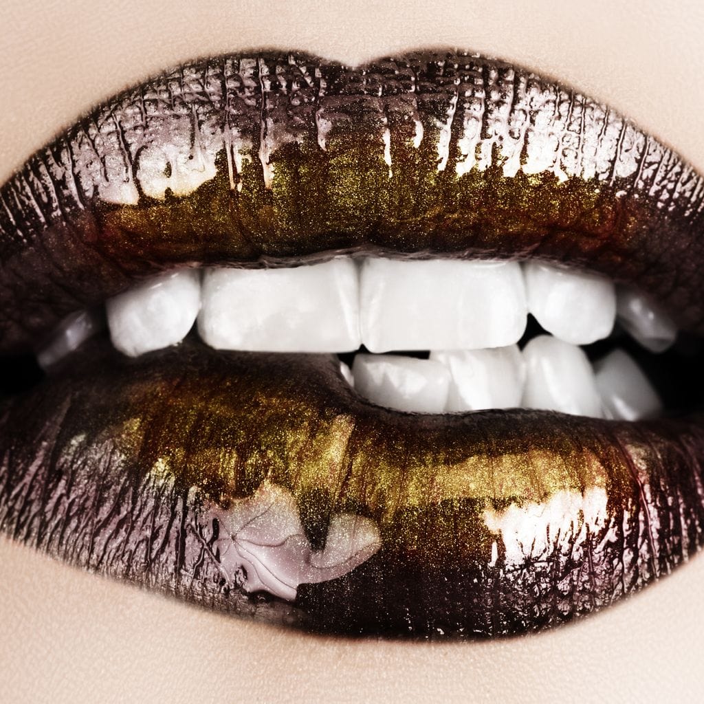 Black & Gold Lips Canvas Wall Art
