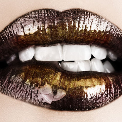 Black & Gold Lips Canvas Wall Art