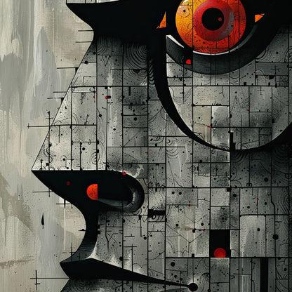 Enigmatic Gaze Fractal Mosaic Canvas Wall Art