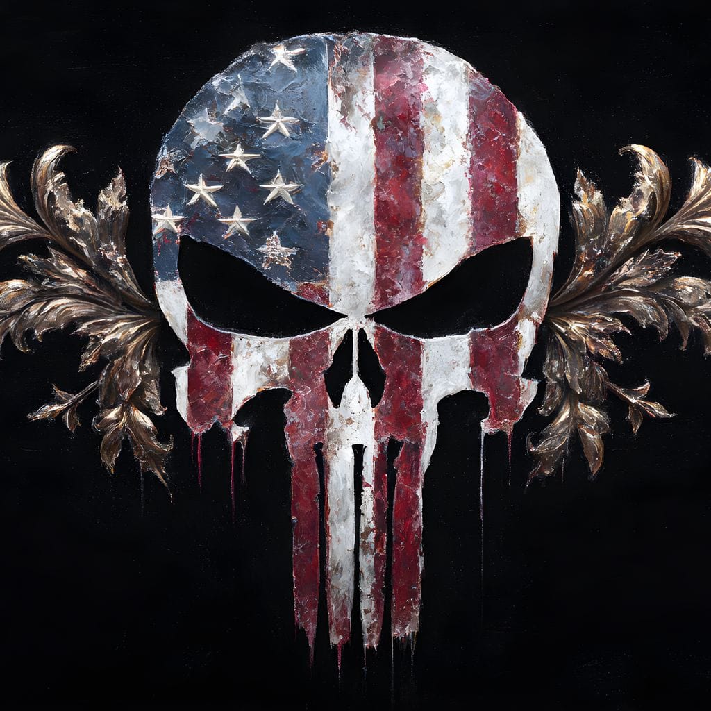 Stars Stripes Resolute Skull Canvas Wall Art