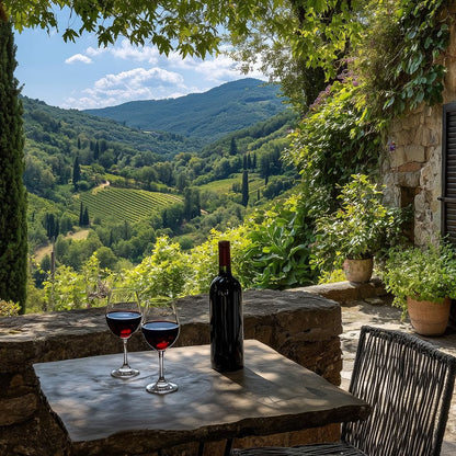 Sunlit Tuscan Vineyard Terrace Canvas Wall Art