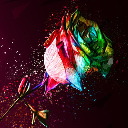 Colored Rose Canvas Wall Art