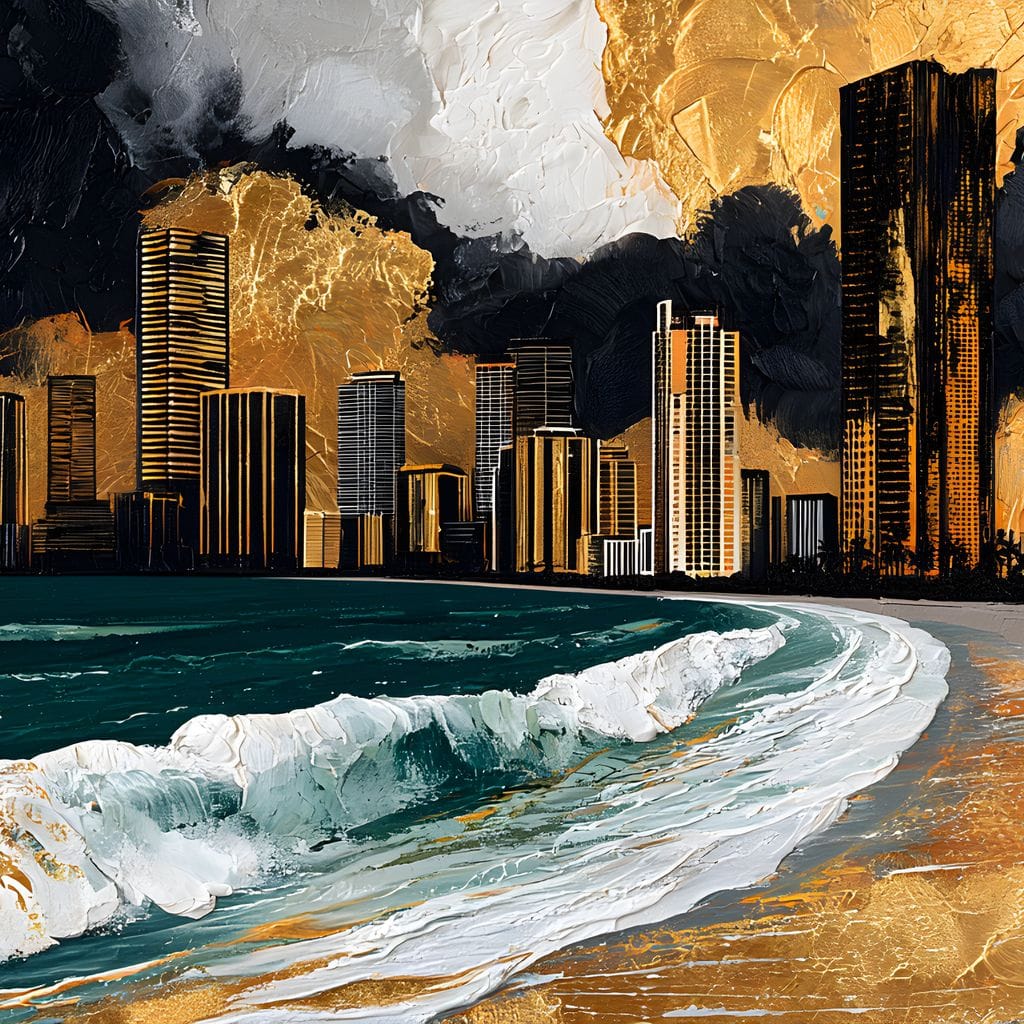Gilded Towers Beyond The Tides Canvas Wall Art