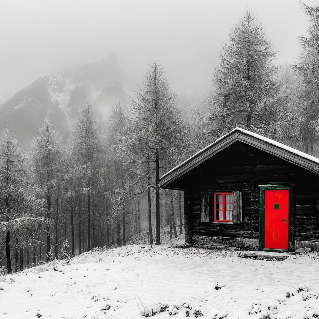 Cabin Solitude Winter Tale Canvas Wall Art