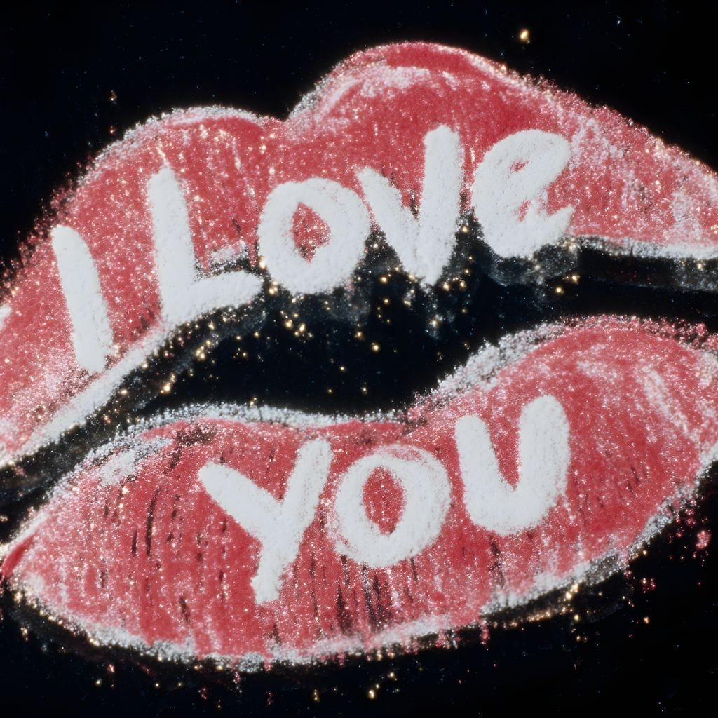 Love You Glitter Kiss Pop Canvas Wall Art