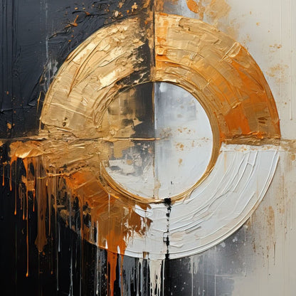 Abyssal Echoes in Gold Abstract Canvas Wall Art
