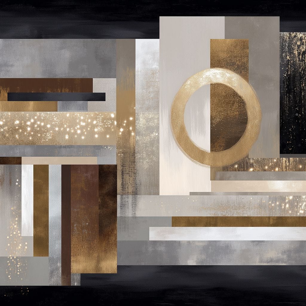Gilded Geometry Nightfall Canvas Wall Art