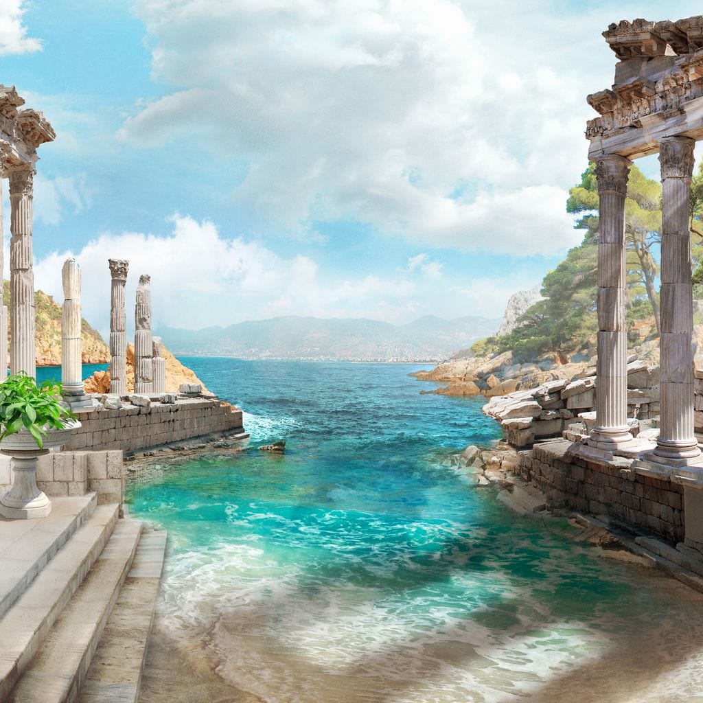 Ancient Greek Ruins Canvas Wall Art