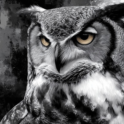 Noir Owl Golden Eyes Portrait Canvas Wall Art