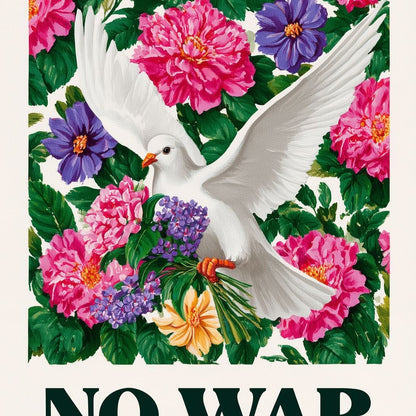No War Dove Flower Garden Canvas Wall Art
