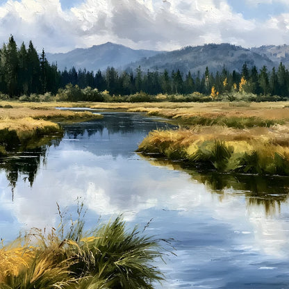 Silent Waters Reflecting Mountain Clouds Canvas Wall Art