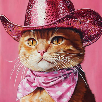 Pink Rodeo Cat Swagger Canvas Wall Art