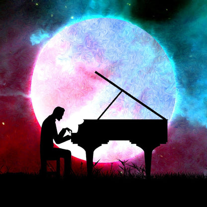 Space Pianist Canvas Wall Art